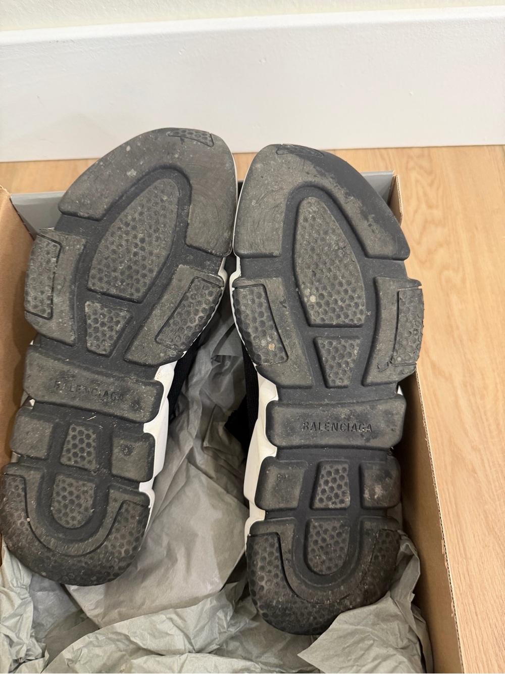 Balenciaga Black Knit High-Top Sock Sneakers with White Logo Sole - Picture 6 of 6